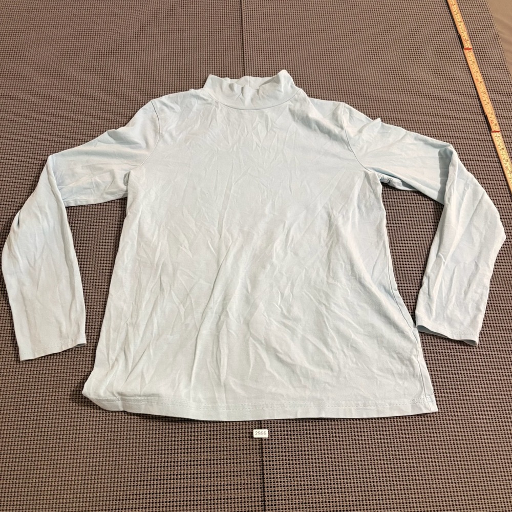 Croft & Barrow Light Blue Mock Neck Long Sleeve Classic Tee Size M